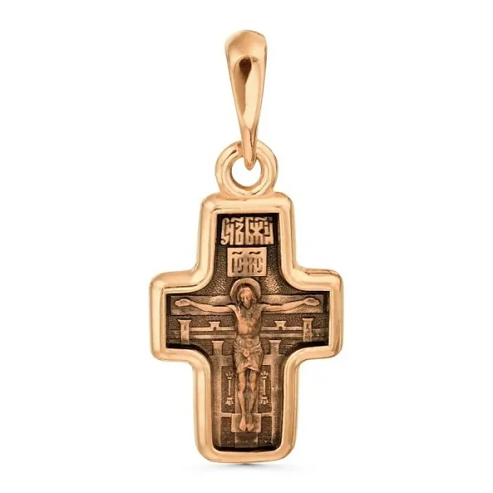 Подвеска крест из комбинированного золота