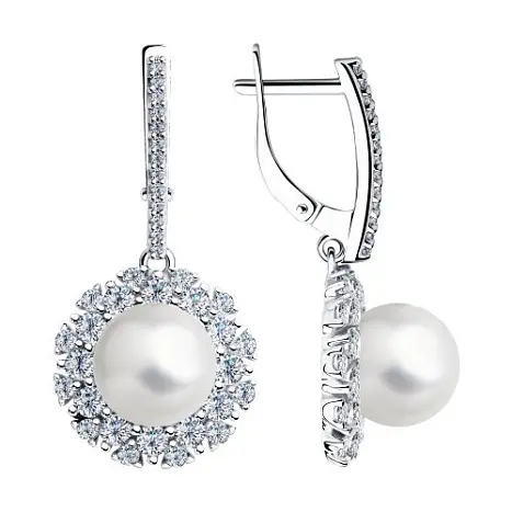 Серьги подвесные из серебра