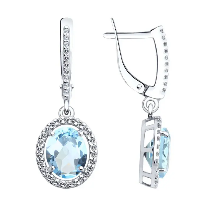Серьги подвесные из серебра
