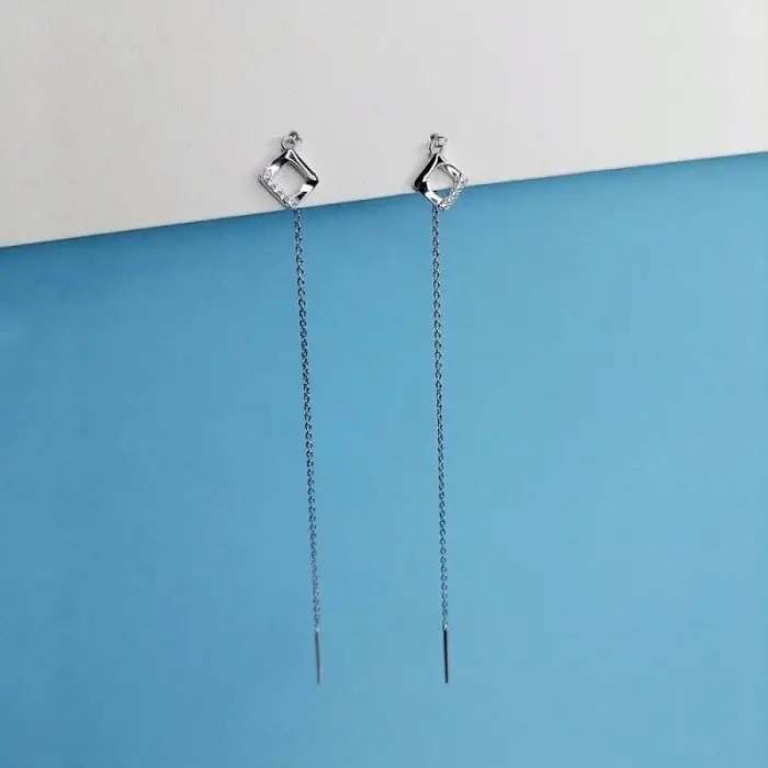 Серьги цепочки из серебра вид 1