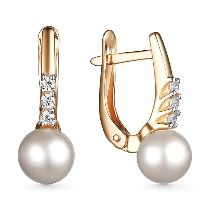 Серьги с английским замком из красного золота