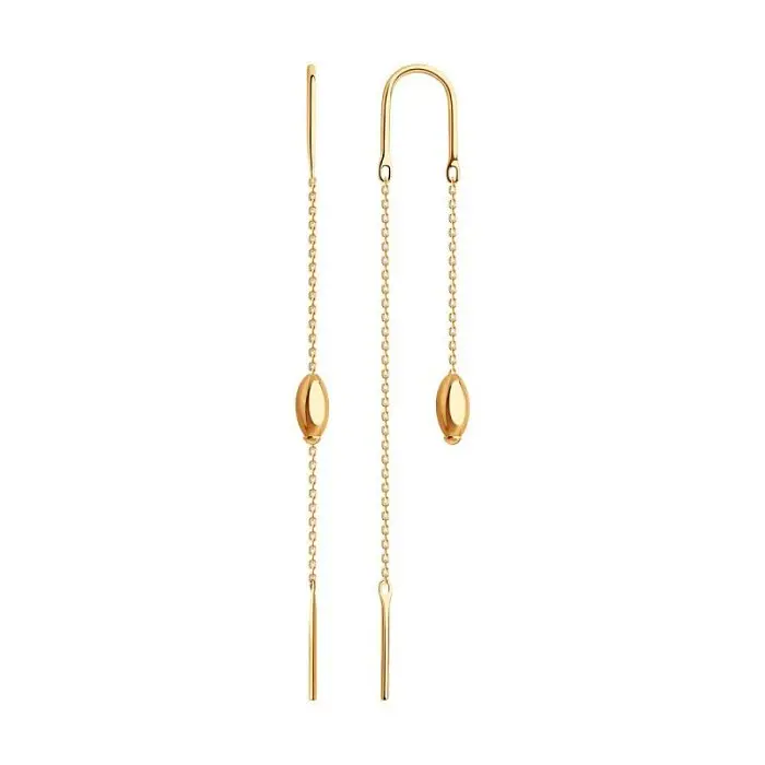 Серьги цепочки из красного золота