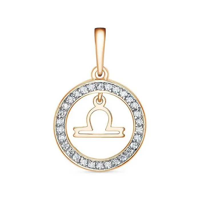 Подвеска знак зодиака из комбинированного золота