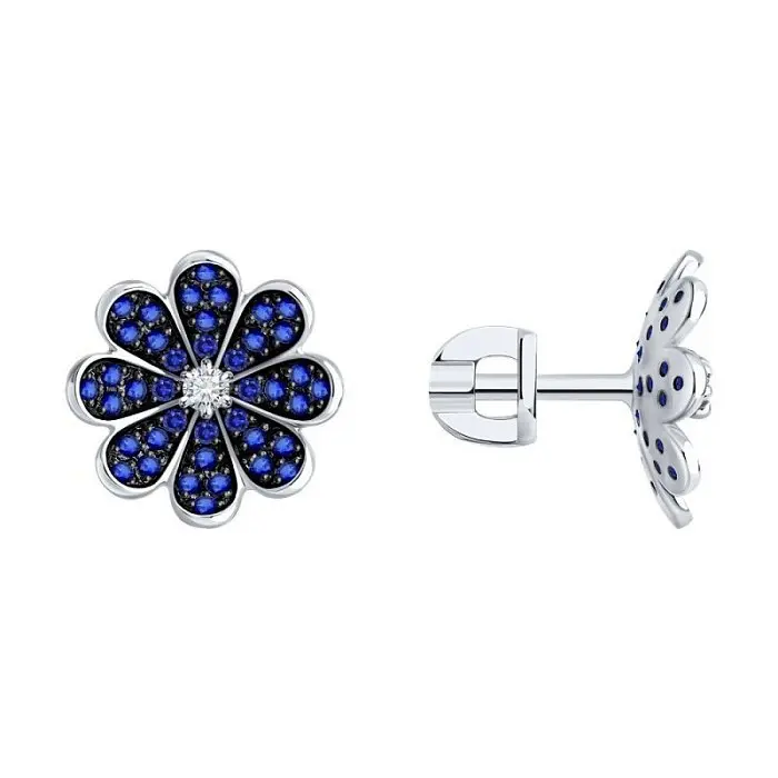 Серьги пуссеты из белого золота