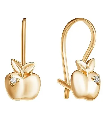 Серьги детские из красного золота