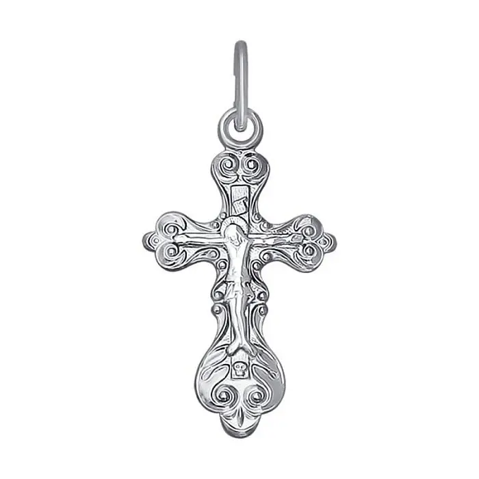 Подвеска крест из белого золота