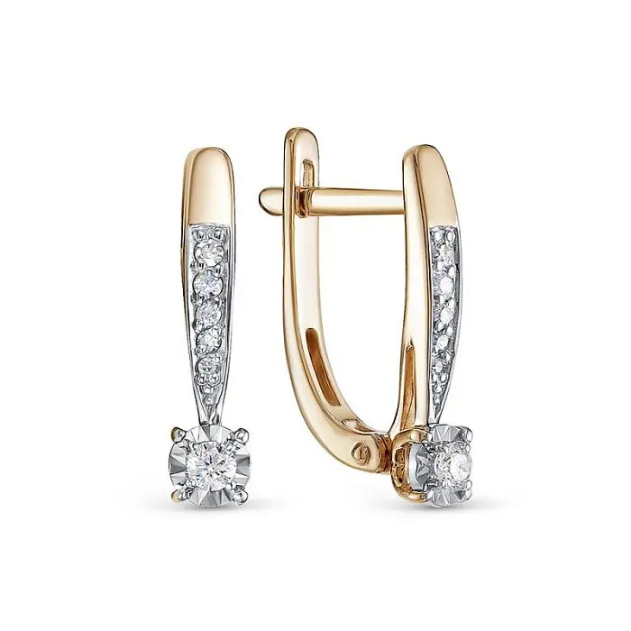 Серьги с английским замком из комбинированного золота Серьги с английским замком из комбинированного золота