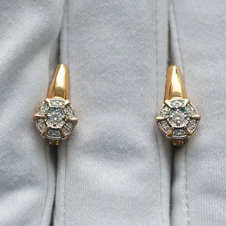 Серьги с английским замком из комбинированного золота