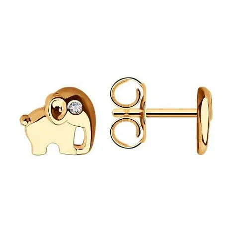 Серьги детские из красного золота