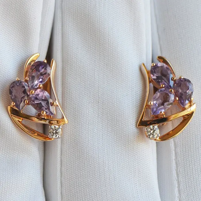 Серьги с английским замком из красного золота