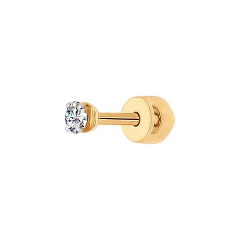 Серьги одиночные из красного золота