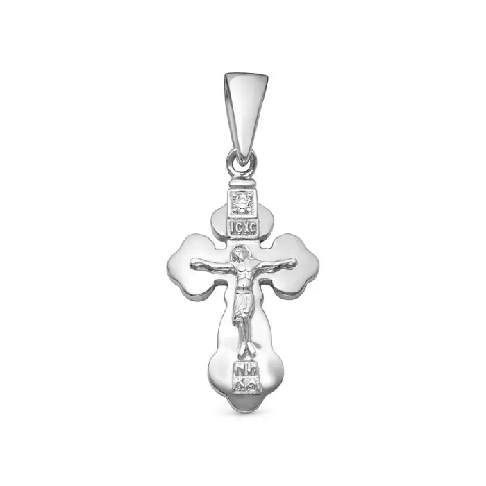 Подвеска крест из белого золота