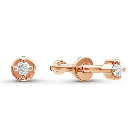 Серьги одиночные из красного золота с бриллиантами