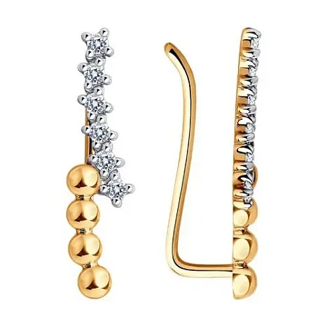 Серьги зажимы из красного золота