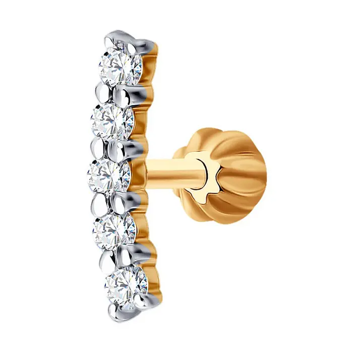 Серьги одиночные из красного золота