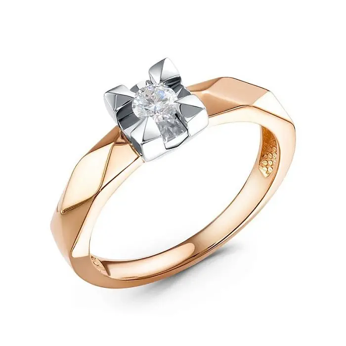 Кольцо помолвочное из комбинированного золота