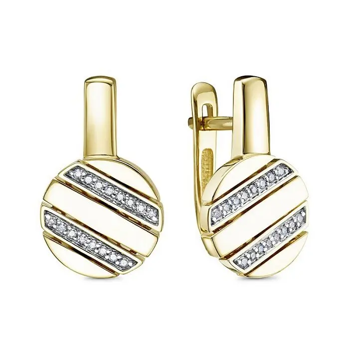 Серьги с английским замком из желтого золота