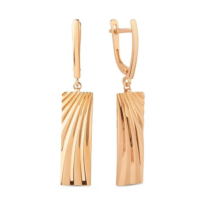 Серьги подвесные из красного золота