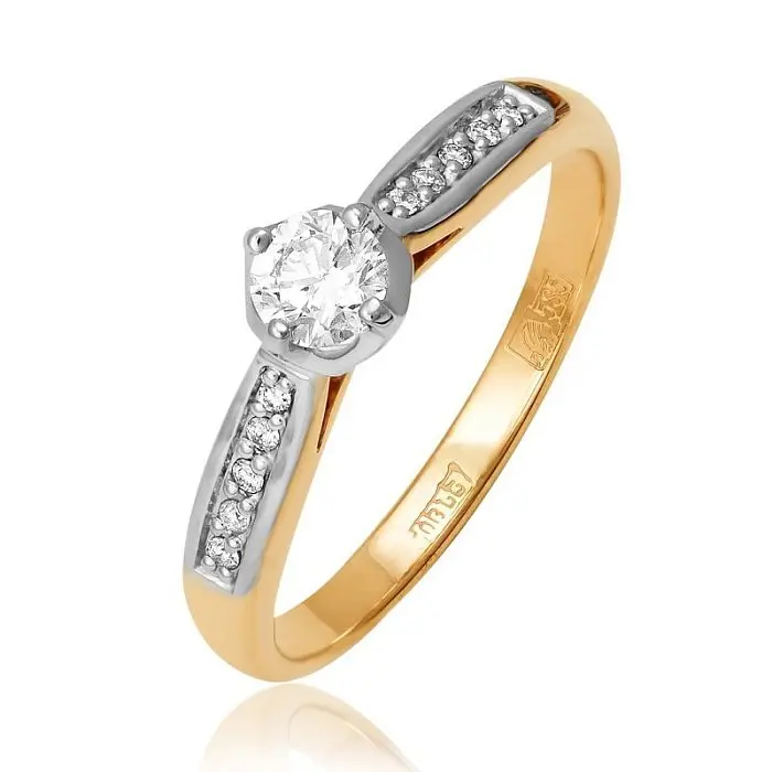 Кольцо помолвочное из комбинированного золота