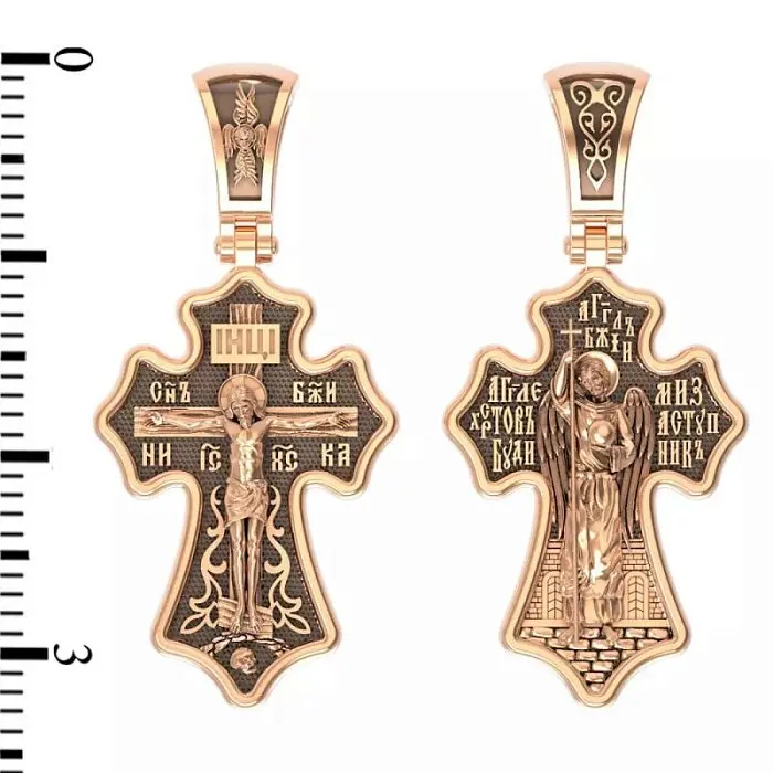 Подвеска крест из красного золота