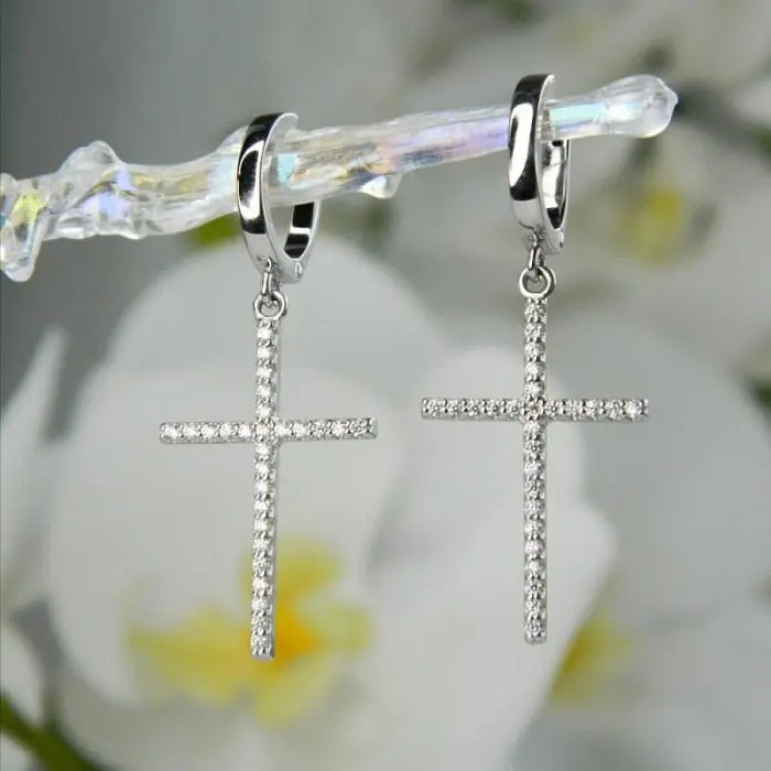 Серьги подвесные из серебра