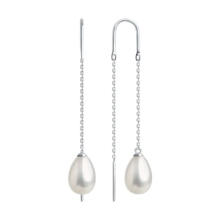 Серьги цепочки из серебра
