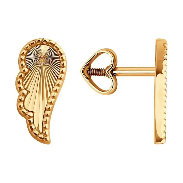 Серьги пуссеты из красного золота