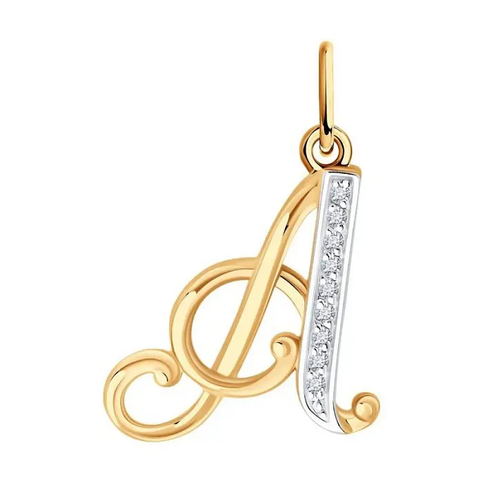 Подвеска буква из комбинированного золота