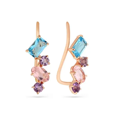 Серьги зажимы из красного золота