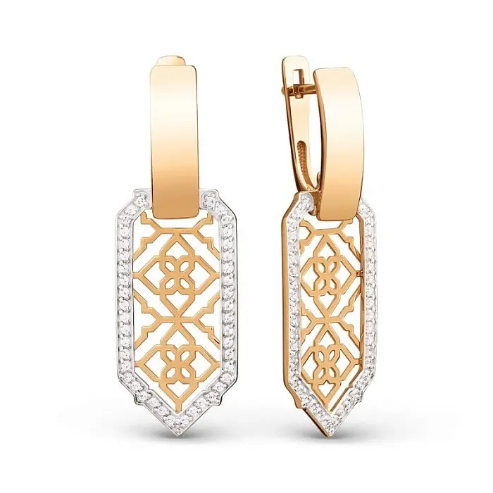 Серьги подвесные из красного золота