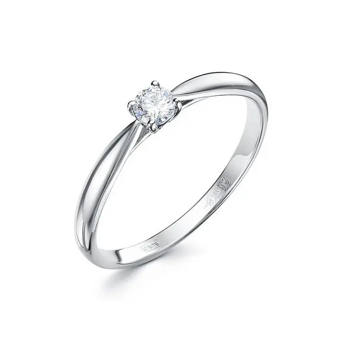 Кольцо помолвочное из белого золота