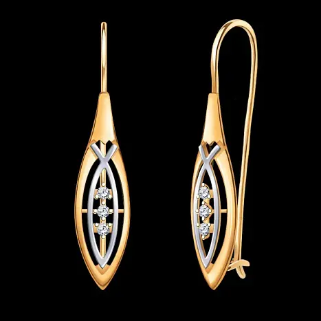 Серьги петельки из красного золота