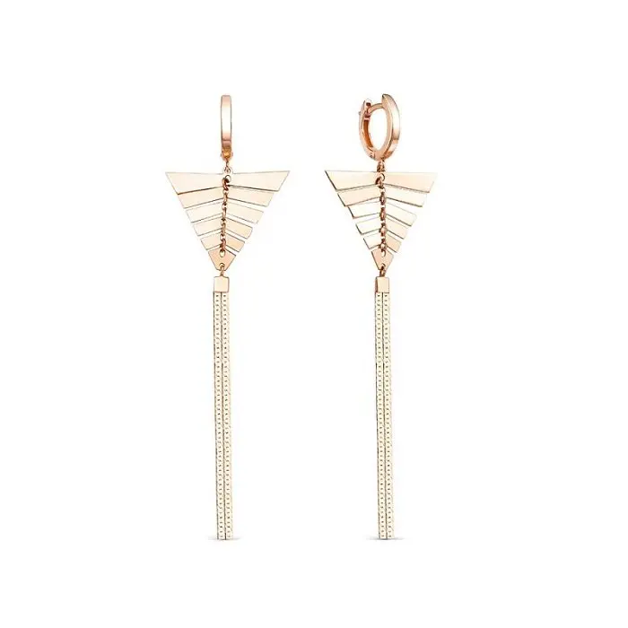 Серьги подвесные из красного золота