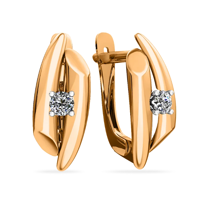 Серьги с английским замком из красного золота