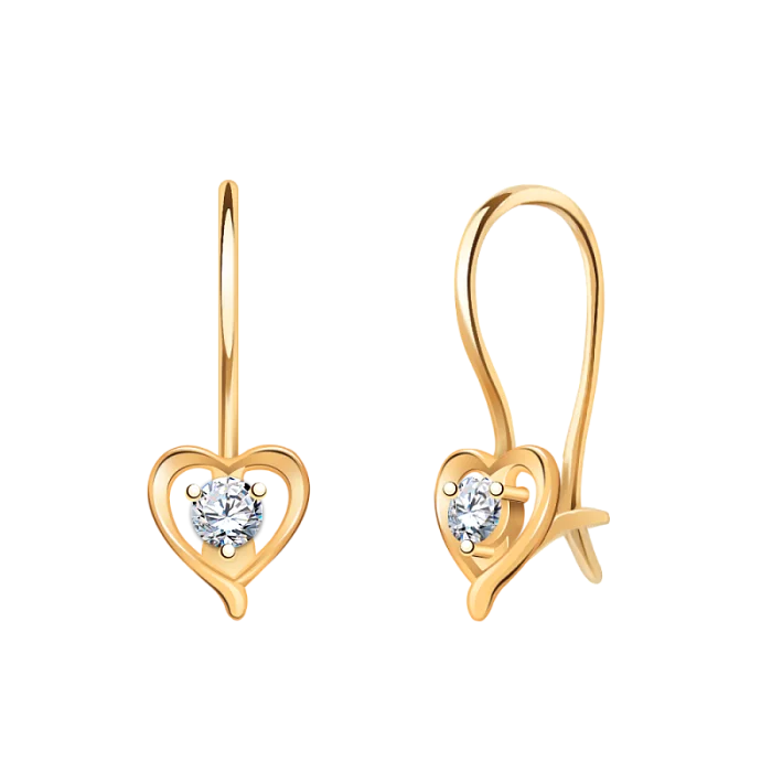 Серьги детские из красного золота