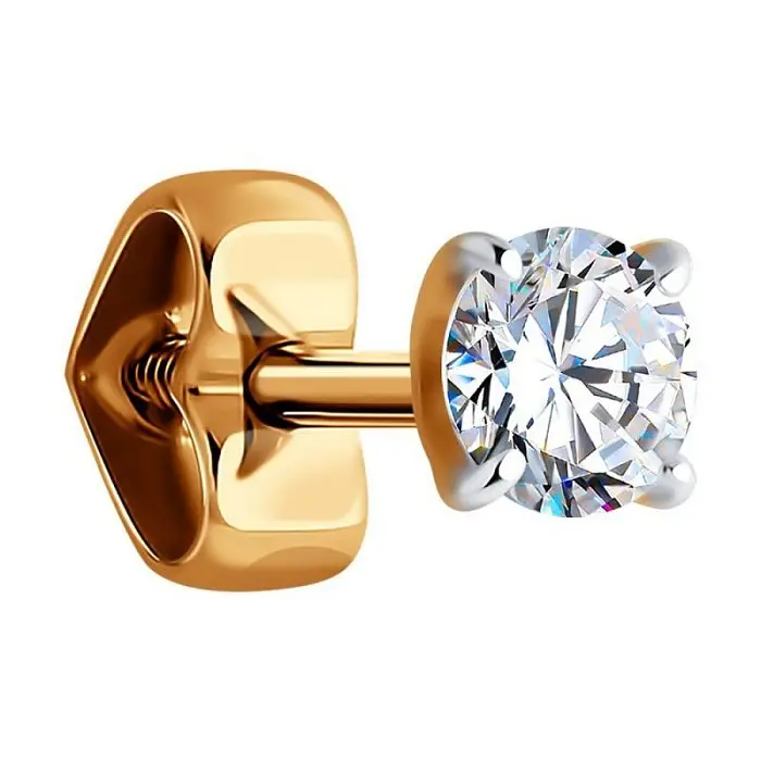 Серьги одиночные из красного золота