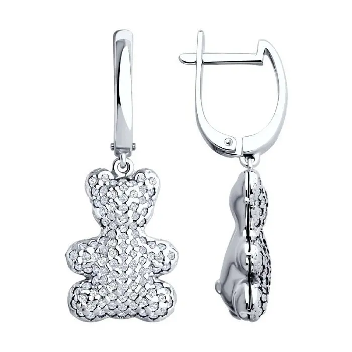 Серьги подвесные из серебра