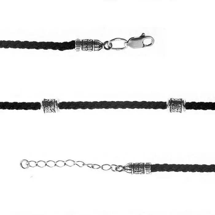 Браслет шнурок из серебра