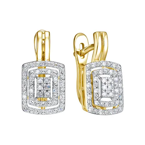 Серьги с английским замком из желтого золота