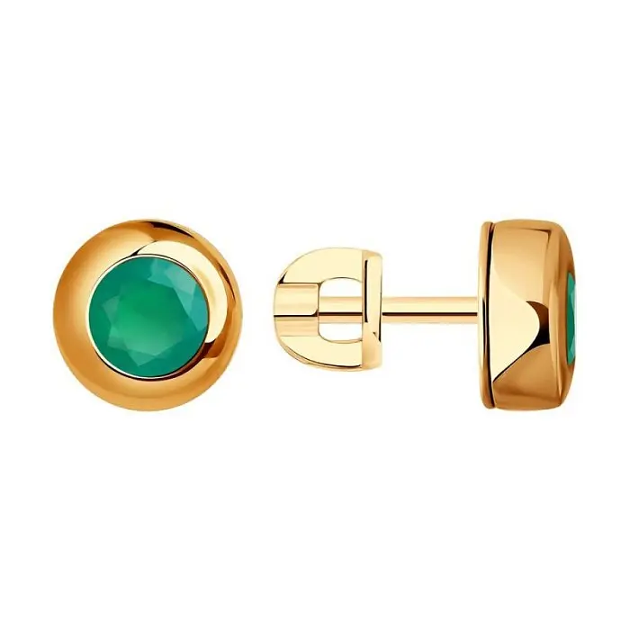 Серьги пуссеты из красного золота