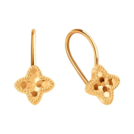 Серьги детские из красного золота