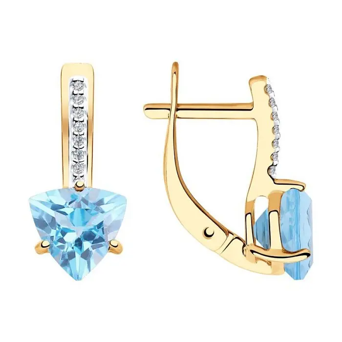 Серьги с английским замком из красного золота