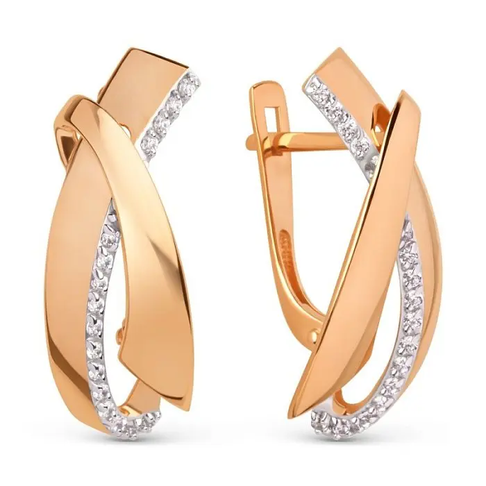 Серьги с английским замком из красного золота