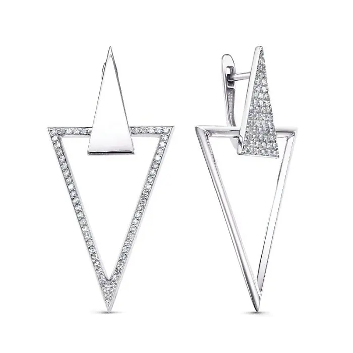 Серьги подвесные из белого золота