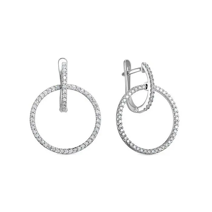 Серьги с английским замком из белого золота