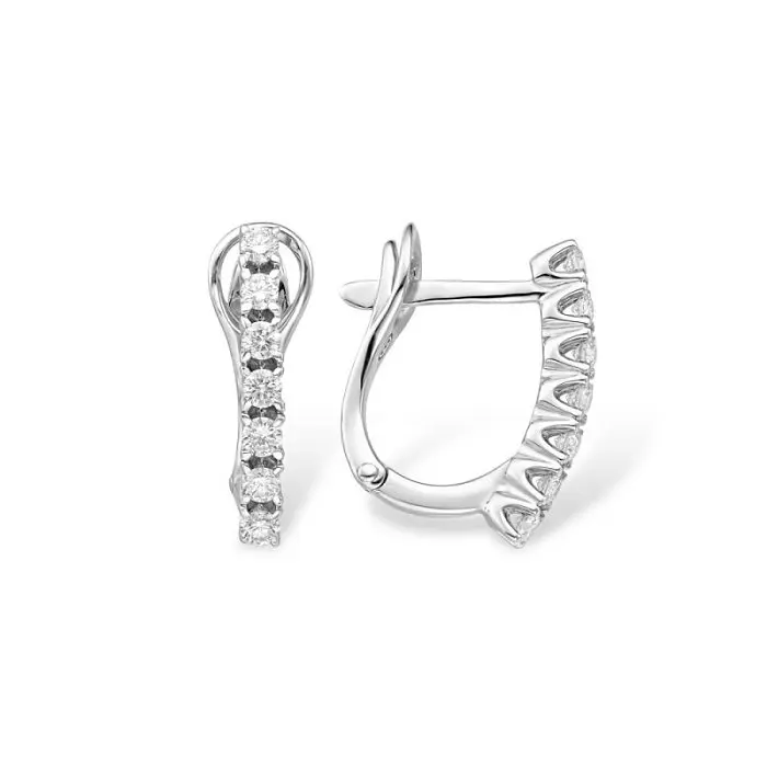 Серьги с английским замком из белого золота