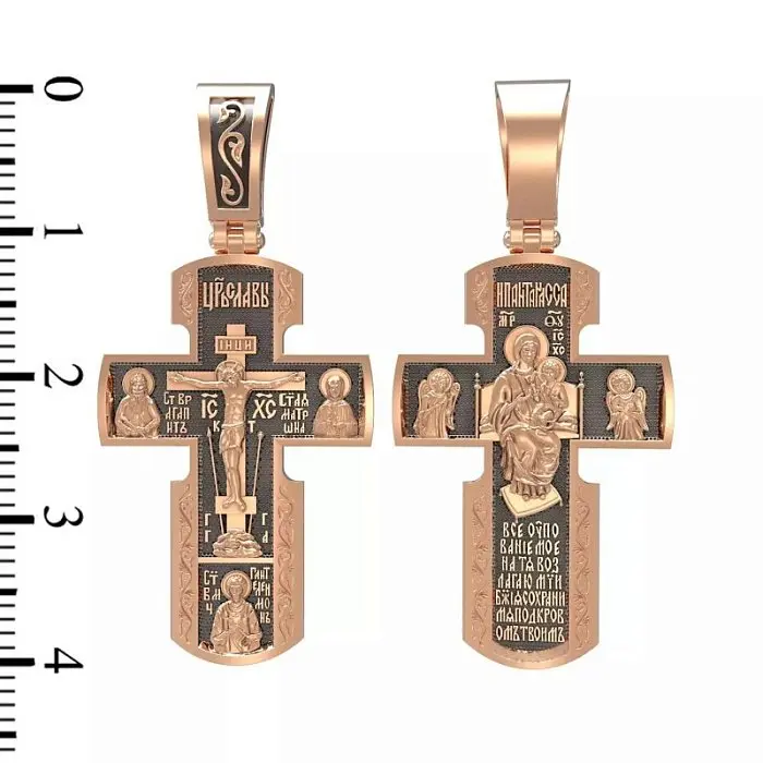 Подвеска крест из красного золота