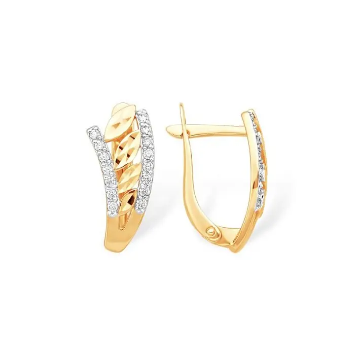 Серьги с английским замком из красного золота