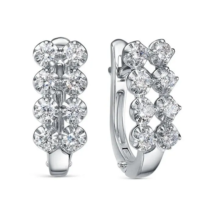 Серьги с английским замком из белого золота