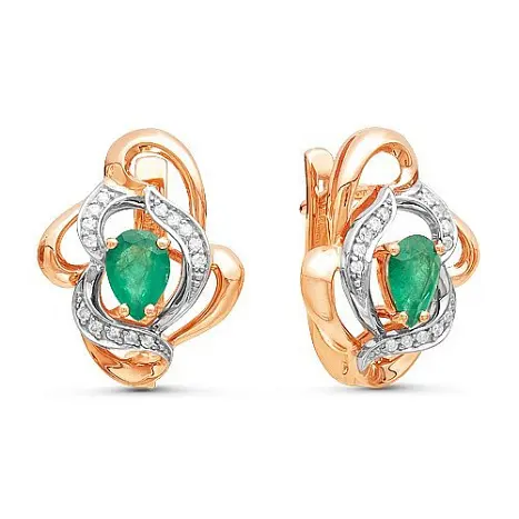 Серьги с английским замком из комбинированного золота